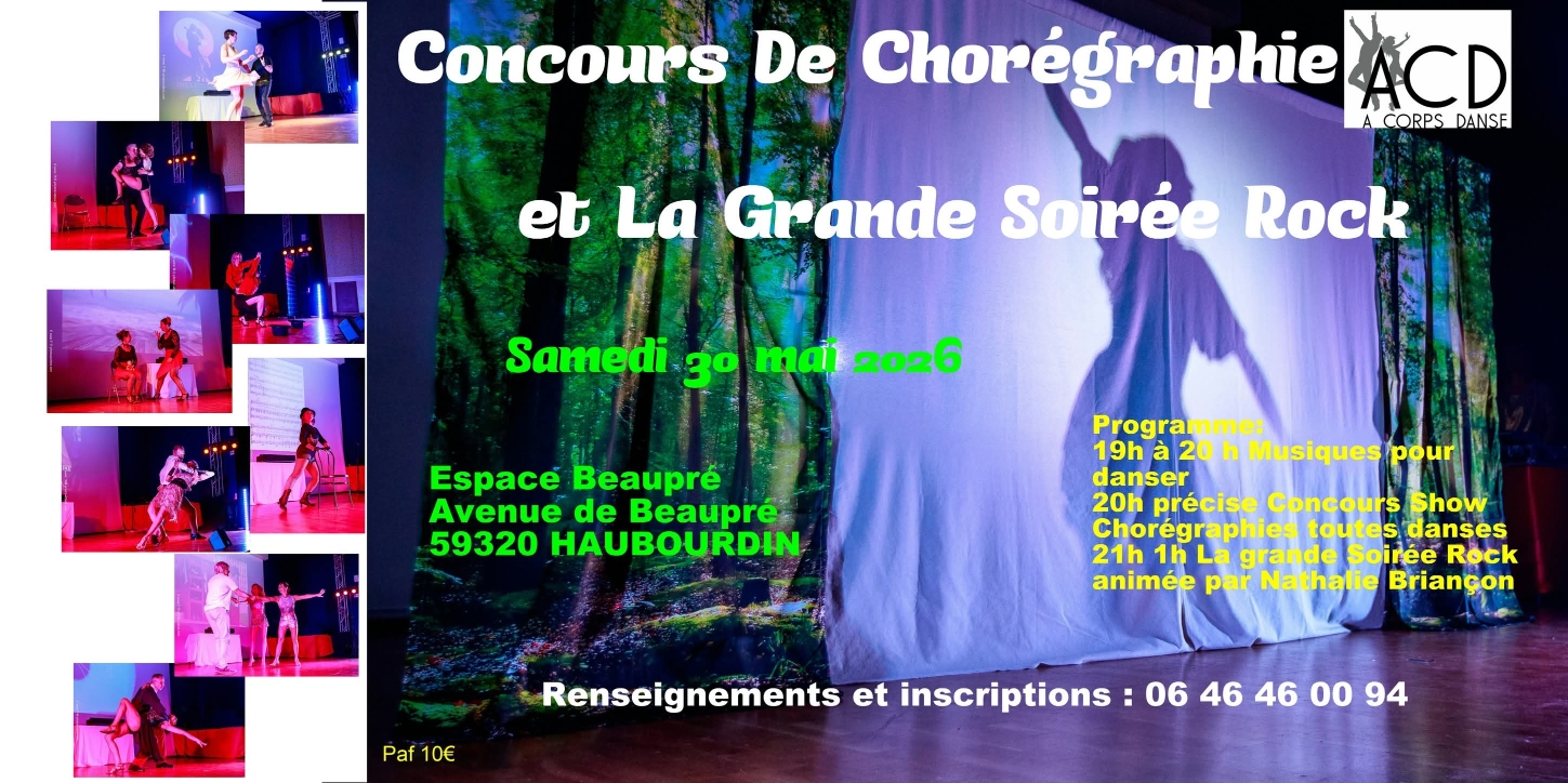 Concours de Chorégraphie et soirée Rock le sam. 30 mai 2026 à 19h00