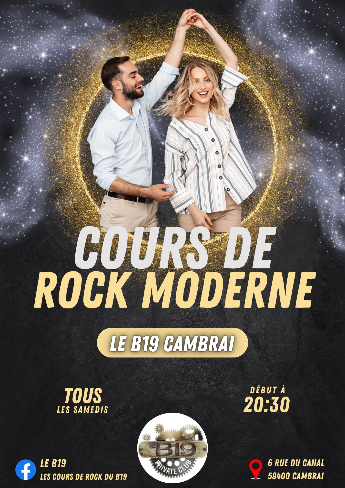 COURS DE ROCK  MODERNE AU  B19   DE  CAMBRAI le sam. 28 mars 2026 à 20h30