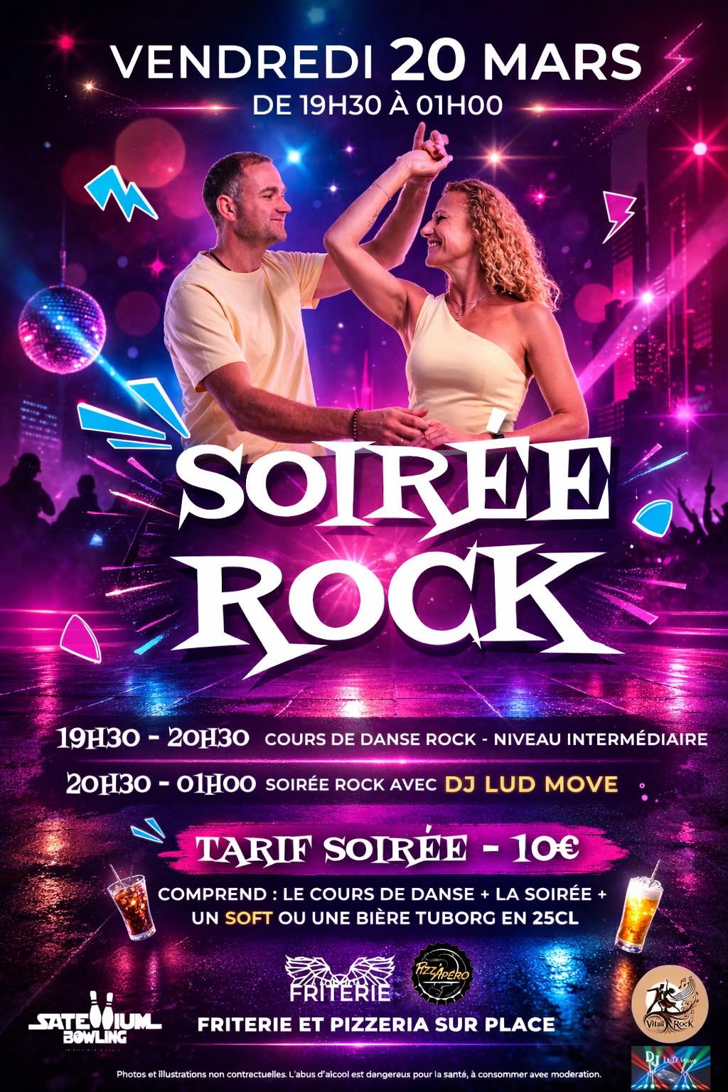 Cours et Soirée au Bowling Satellium le ven. 20 mars 2026 à 19h30