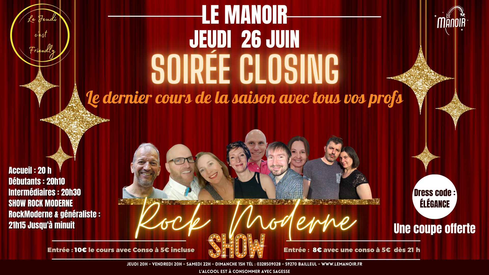 Cours et soirée rock au Manoir le jeu. 26 juin 2025 à 20h00
