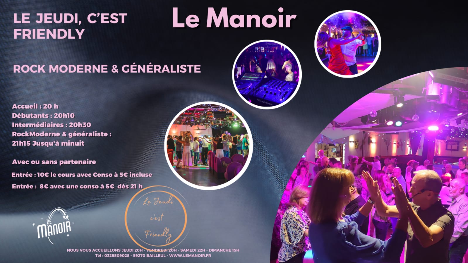 Cours et soirée rock au Manoir le jeu. 19 juin 2025 à 20h00