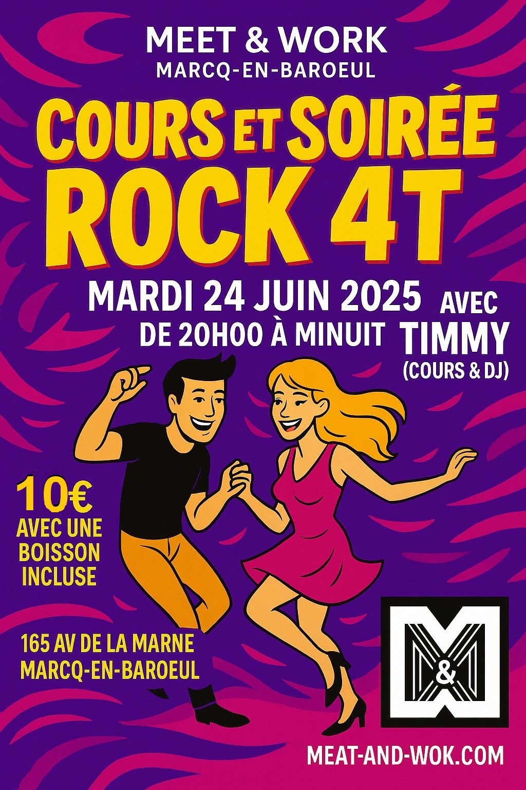 Cours et soirée Rock au Meet and Work le ven. 12 sept. 2025 à 20h00