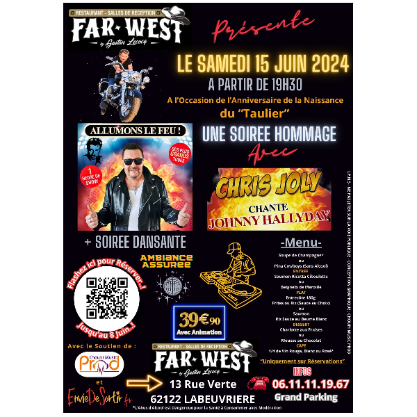 SOIREE HOMMAGE JOHNNY REPAS DANSANT le sam. 15 juin 2024 à 19h30