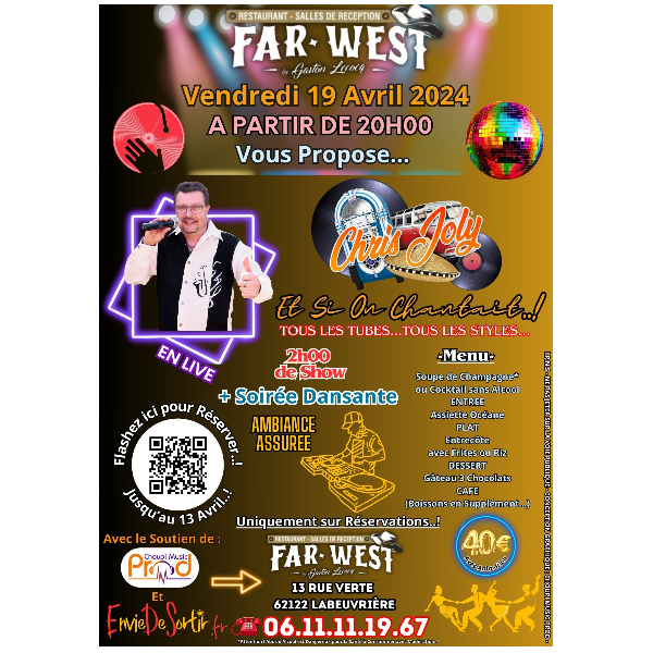 SOIREE REPAS DANSANT-LE FAR WEST- 62 le ven. 19 avr. 2024 à 20h00