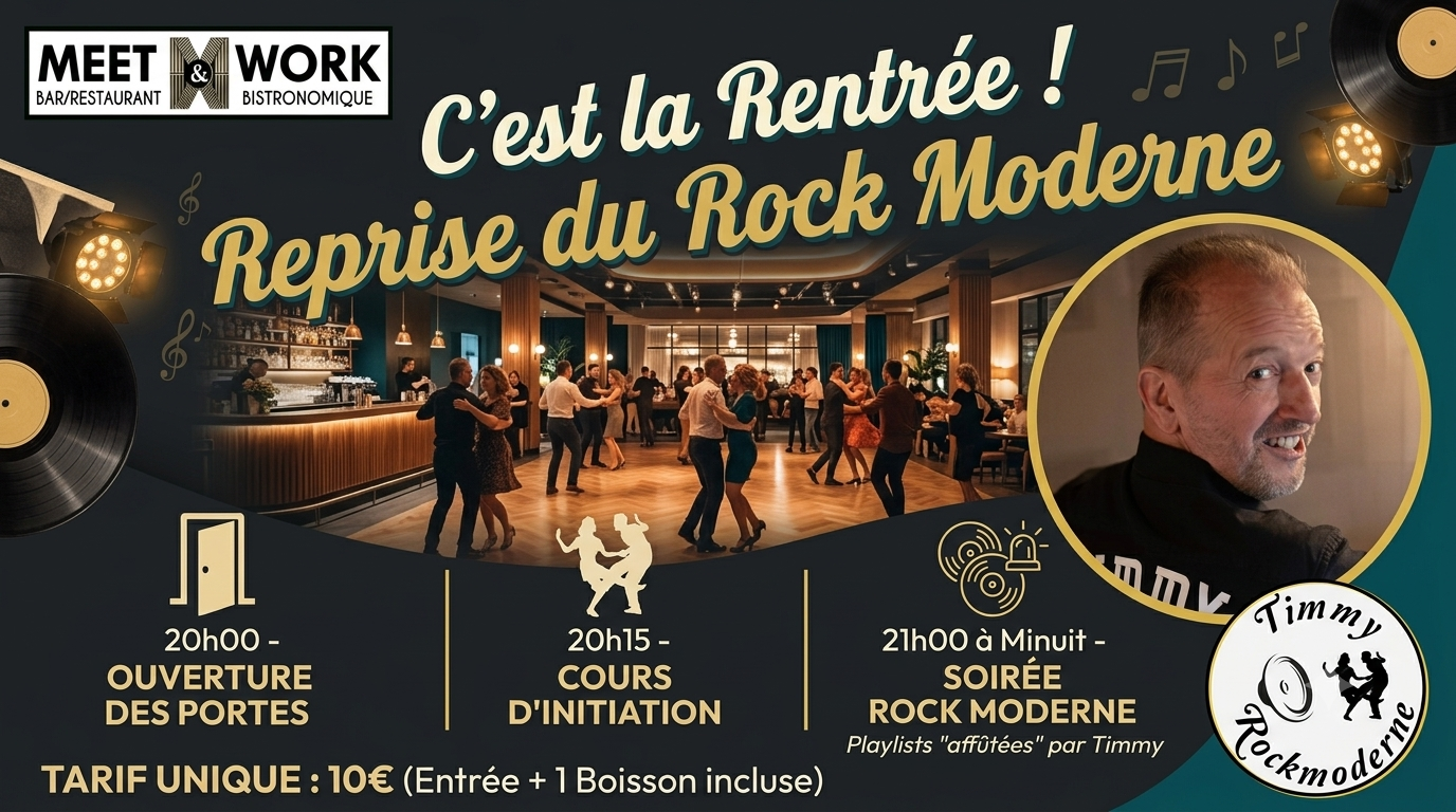 Cours et Soirée Rock au Meet and Work le ven. 11 sept. 2026 à 20h00